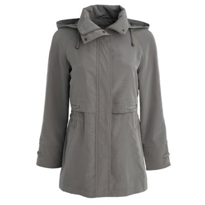 Khaki silk effect hooded jacket