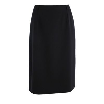 Navy blue belted pencil skirt