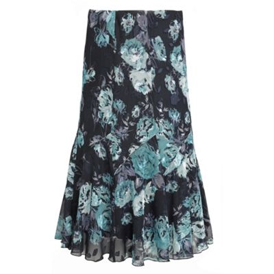 Navy burnout floral skirt