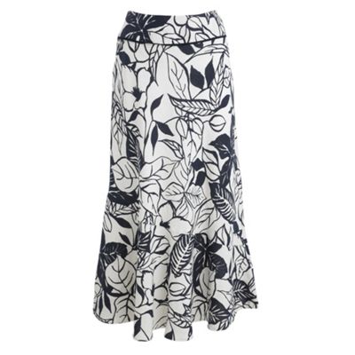Navy linen pattern skirt