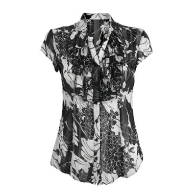 Black and white floral design blouse
