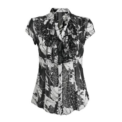 Debenhams Classics Black and white floral design blouse