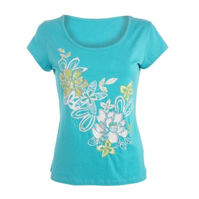 Light blue floral embroidered t-shirt