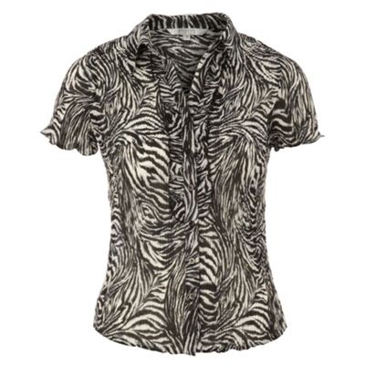 Debenhams Classics Black and white pleated animal print blouse