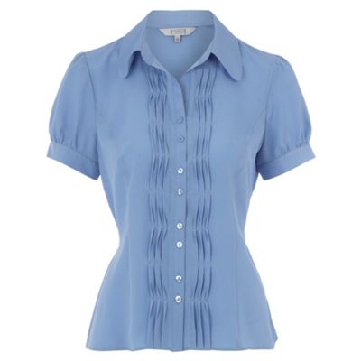 Debenhams Classics Blue pleat front blouse