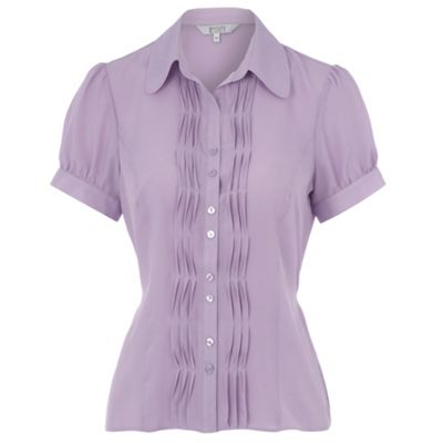 Lilac pleat front blouse