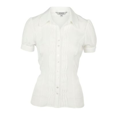 Ivory pleat front blouse