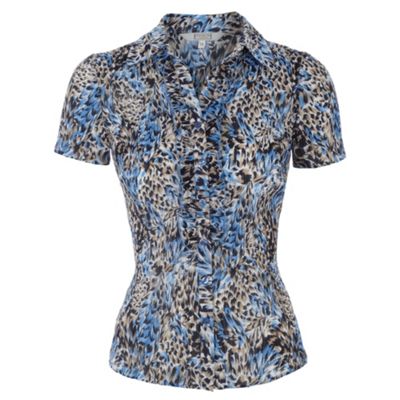 Debenhams Classics Blue brown feather print blouse