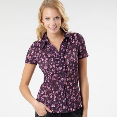 Purple floral printed blouse