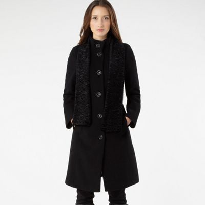 Black Coat With Cashmere And Matching Scarf