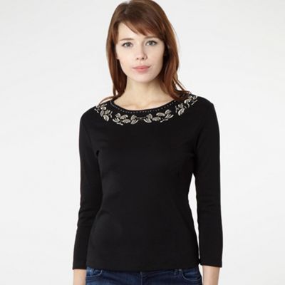 Black Loose Petal Jersey Top