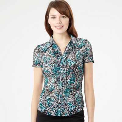 Debenhams Classics Aqua floral print crinkle blouse