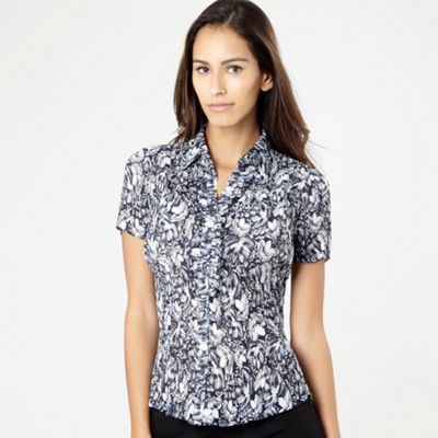 Debenhams Classics Navy etched flower blouse