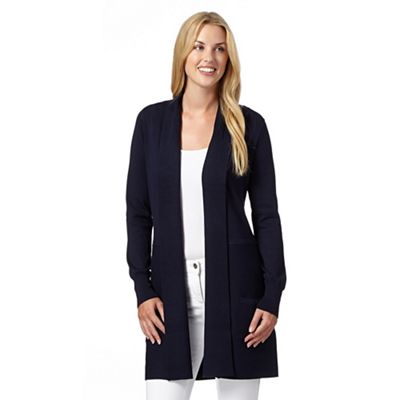 The Collection - Navy ribbed edge to edge cardigan