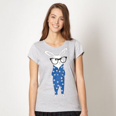 Designer grey rabbit in a jumpsuit t-shirt