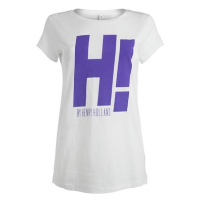 White designer H! t-shirt