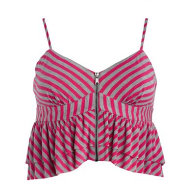 Pink and grey stripe cropped camisole