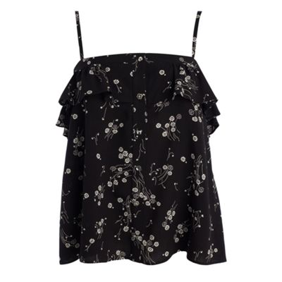 Black vintage ditsy print camisole