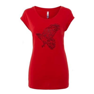 Red bird embellished t-shirt