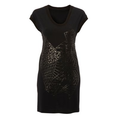 Black foil print t-shirt