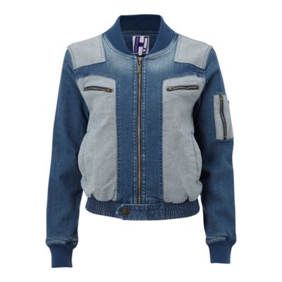 Blue denim bomber jacket