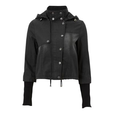 Black faded denim jacket