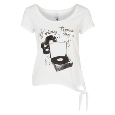 White tie front womens t-shirt