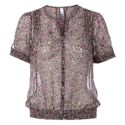 Multicolour button through blouse