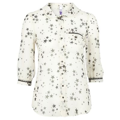 Cream star print blouse