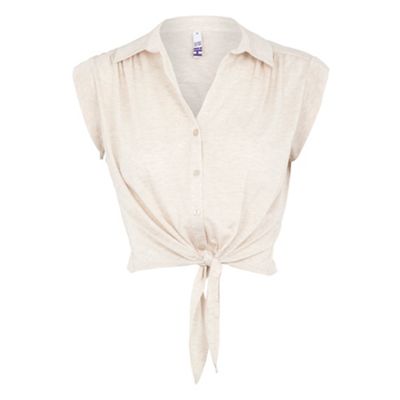 H! by Henry Holland Beige cropped jersey blouse