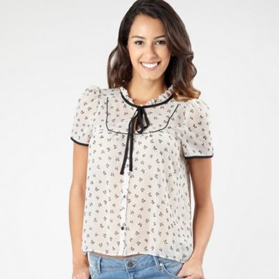 H! by Henry Holland Cream printed bow blouse