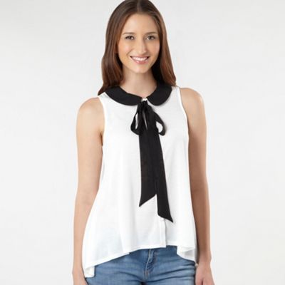 H! by Henry Holland White draped pussy bow blouse