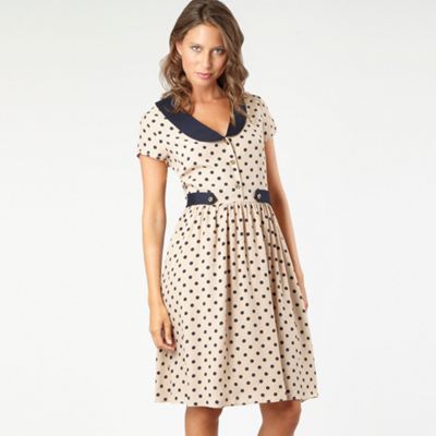 Light tan polka dot sailor dress