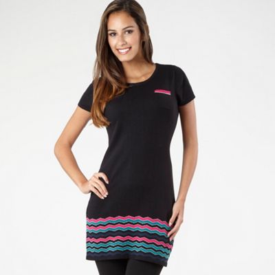 Black Zig Zag Stripe Jumper Dress