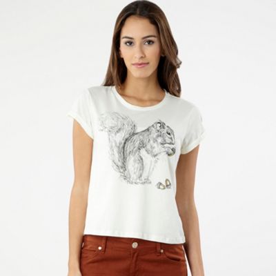 H! by Henry Holland Cream squirrel print t-shirt