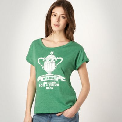 Green printed cup t-shirt