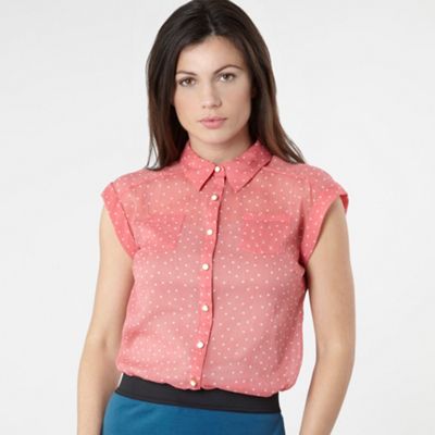 H! by Henry Holland Light pink polka dot blouse