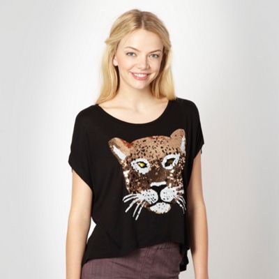 Black Tiger sequin t-shirt