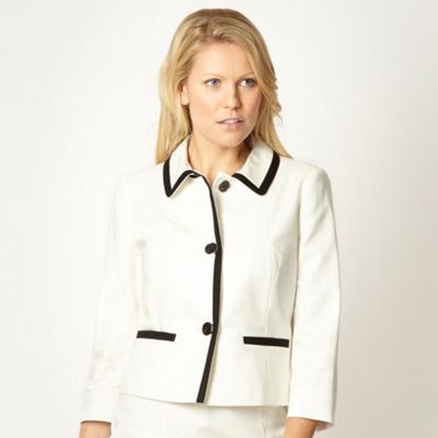 Petite designer cream colour block jacket                                                                                       