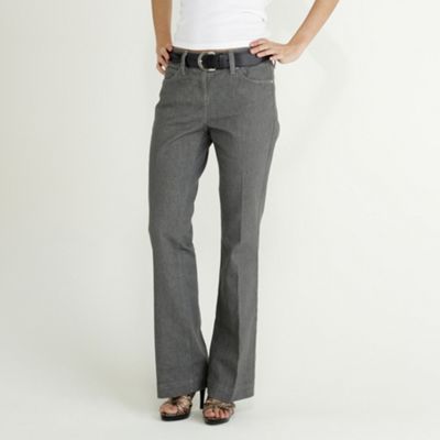 Grey boot cut belted jeans