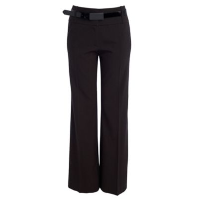 Grey belted boot cut trousers