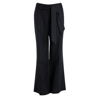 Indigo linen belted trousers