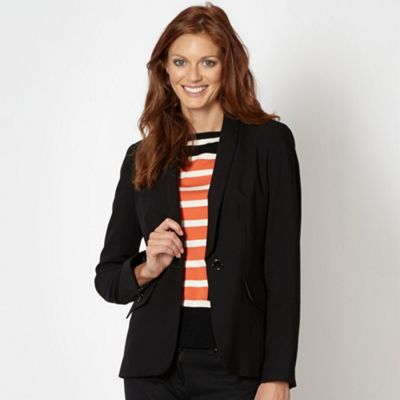 Petite designer black zip cuff suit jacket