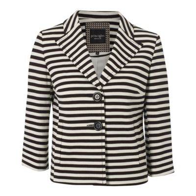 Black and white stripe short jacket