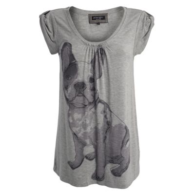 Grey Bull dog print t-shirt