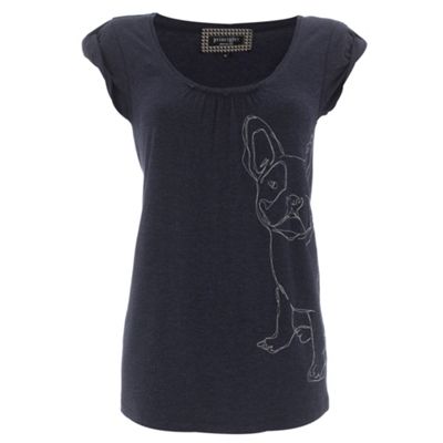 Principles by Ben de Lisi Indigo dog embroidered t-shirt