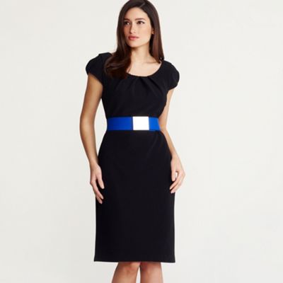 Black fine rib shift dress