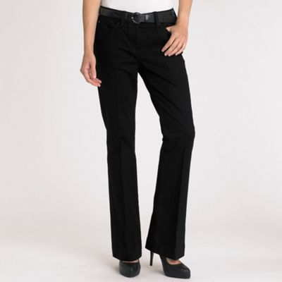 Black belted bootcut jeans