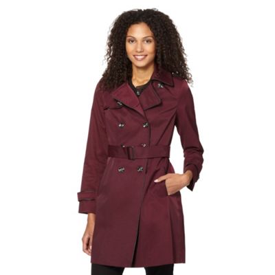 Petite designer wine PU piped mac jacket