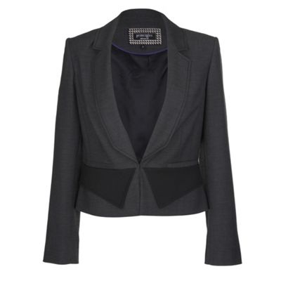 Grey colour block suit jacket